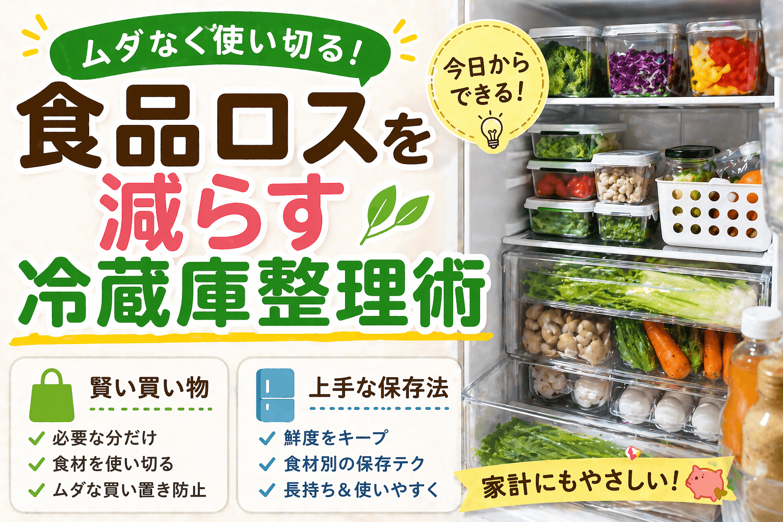 食品ロスを減らす冷蔵庫整理術|賢い買い物と保存法